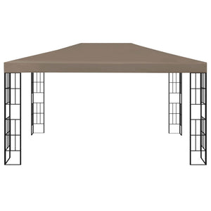 vidaXL Gazebo with LED String Lights 4x3 m Taupe