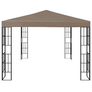 vidaXL Gazebo with LED String Lights 4x3 m Taupe