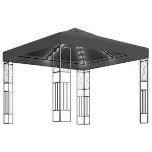 vidaXL Gazebo with LED String Lights 3x3 m Anthracite Fabric