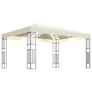 vidaXL Gazebo with LED String Lights 3x4 m Cream Fabric