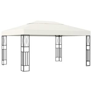 vidaXL Gazebo with LED String Lights 3x4 m Cream Fabric