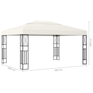 vidaXL Gazebo with LED String Lights 3x4 m Cream Fabric