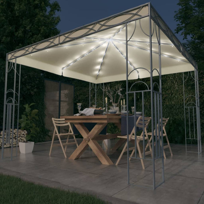 vidaXL Gazebo with LED String Lights 300x300 cm Cream