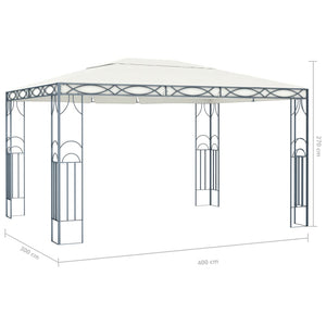 vidaXL Gazebo with LED String Lights 400x300 cm Cream