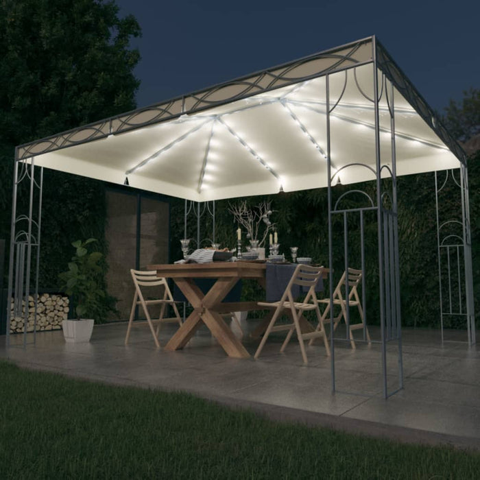 vidaXL Gazebo with LED String Lights 400x300 cm Cream