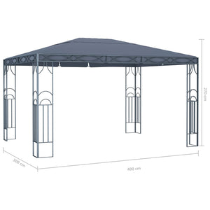 vidaXL Gazebo with LED String Lights 400x300 cm Anthracite