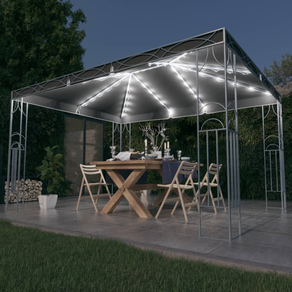 vidaXL Gazebo with LED String Lights 400x300 cm Anthracite