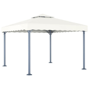 vidaXL Gazebo with LED String Lights 300x300 cm Cream Aluminium