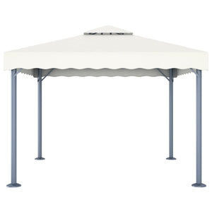 vidaXL Gazebo with LED String Lights 300x300 cm Cream Aluminium