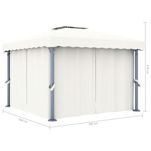 vidaXL Gazebo with Curtain&LED String Lights 3x3 m Cream White