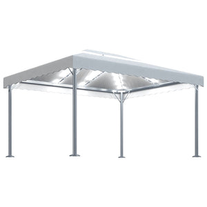 vidaXL Gazebo with LED String Lights 400x300 cm Cream Aluminium