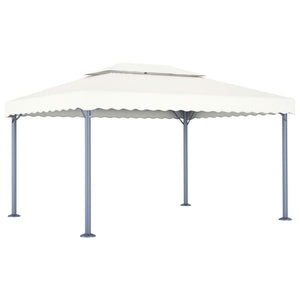 vidaXL Gazebo with LED String Lights 400x300 cm Cream Aluminium