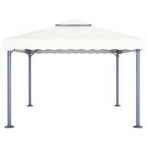 vidaXL Gazebo with LED String Lights 400x300 cm Cream Aluminium