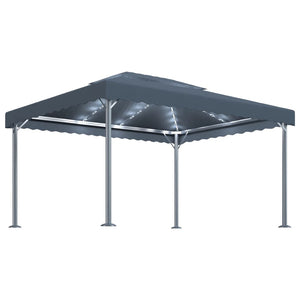 vidaXL Gazebo with LED String Lights 400x300 cm Anthracite Aluminium