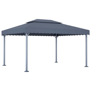 vidaXL Gazebo with LED String Lights 400x300 cm Anthracite Aluminium