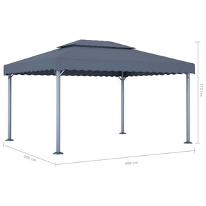 vidaXL Gazebo with LED String Lights 400x300 cm Anthracite Aluminium