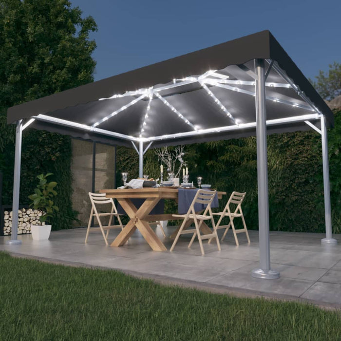 vidaXL Gazebo with LED String Lights 400x300 cm Anthracite Aluminium