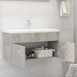 vidaXL Sink Cabinet with Built-in Basin Concrete Grey Engineered Wood