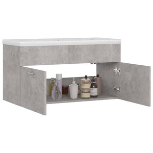 vidaXL Sink Cabinet with Built-in Basin Concrete Grey Engineered Wood