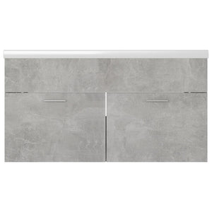 vidaXL Sink Cabinet with Built-in Basin Concrete Grey Engineered Wood