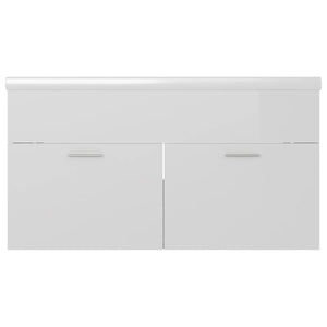 vidaXL Sink Cabinet with Built-in Basin High Gloss White Engineered Wood