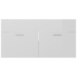 vidaXL Sink Cabinet with Built-in Basin High Gloss White Engineered Wood