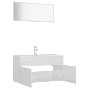 vidaXL Bathroom Furniture Set High Gloss White Engineered Wood