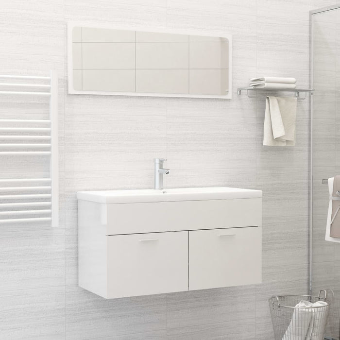 vidaXL Bathroom Furniture Set High Gloss White Engineered Wood