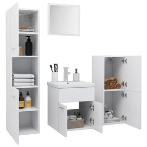 vidaXL Bathroom Furniture Set White Engineered Wood