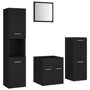 vidaXL Bathroom Furniture Set Black Engineered Wood