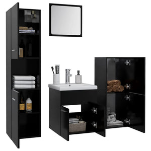 vidaXL Bathroom Furniture Set Black Engineered Wood