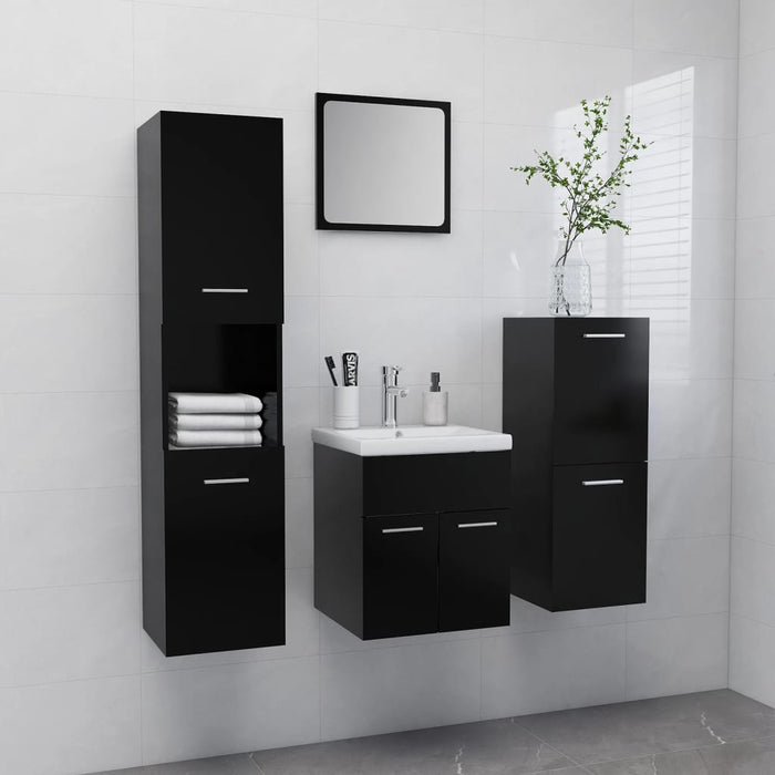 vidaXL Bathroom Furniture Set Black Engineered Wood