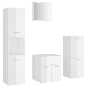 vidaXL Bathroom Furniture Set High Gloss White Engineered Wood