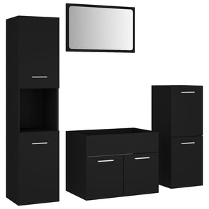 vidaXL Bathroom Furniture Set Black Engineered Wood