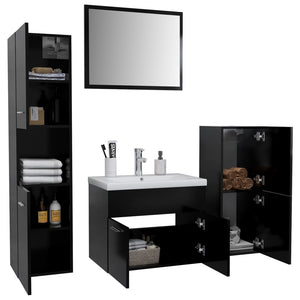 vidaXL Bathroom Furniture Set Black Engineered Wood