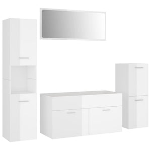 vidaXL Bathroom Furniture Set High Gloss White Engineered Wood