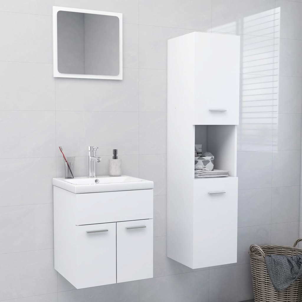 vidaXL Bathroom Furniture Set White Engineered Wood