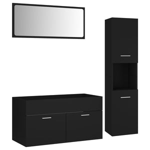 vidaXL Bathroom Furniture Set Black Engineered Wood