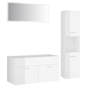 vidaXL Bathroom Furniture Set High Gloss White Engineered Wood