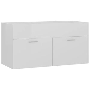 vidaXL Bathroom Furniture Set High Gloss White Engineered Wood