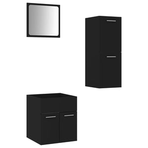 vidaXL Bathroom Furniture Set Black Engineered Wood