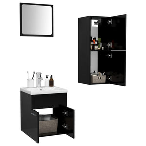 vidaXL Bathroom Furniture Set Black Engineered Wood