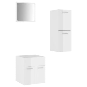 vidaXL Bathroom Furniture Set High Gloss White Engineered Wood