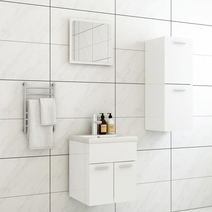 vidaXL Bathroom Furniture Set High Gloss White Engineered Wood