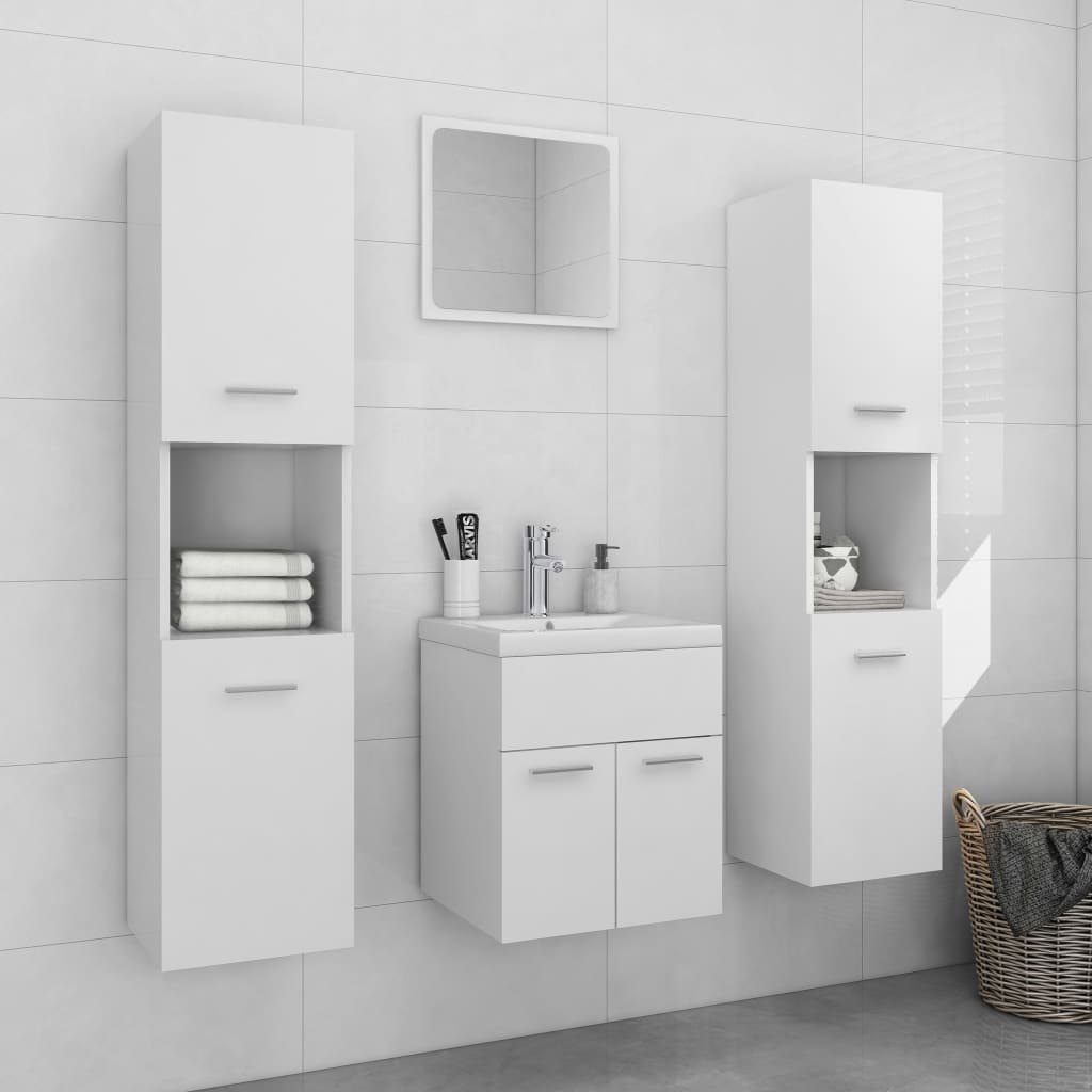 vidaXL Bathroom Furniture Set White Engineered Wood