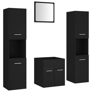 vidaXL Bathroom Furniture Set Black Engineered Wood