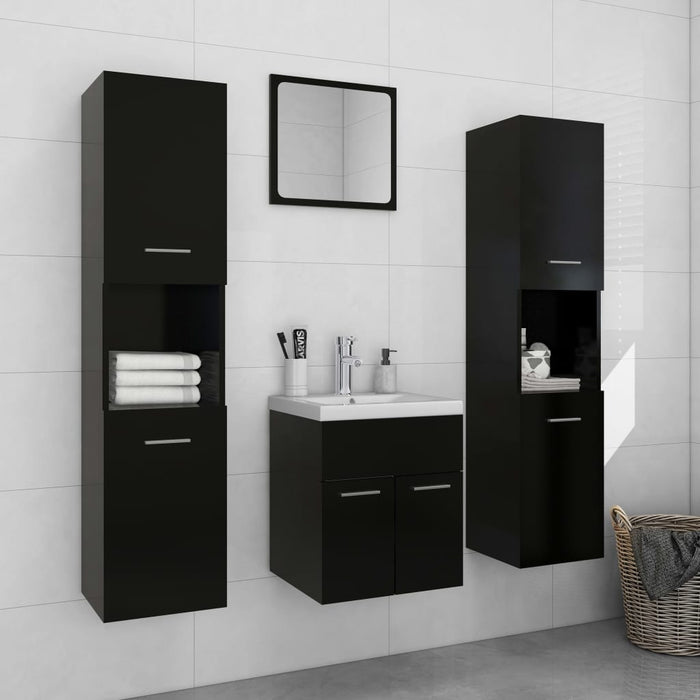 vidaXL Bathroom Furniture Set Black Engineered Wood