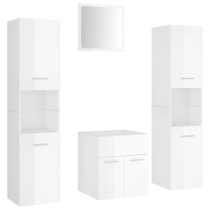 vidaXL Bathroom Furniture Set High Gloss White Engineered Wood