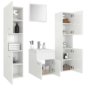 vidaXL Bathroom Furniture Set High Gloss White Engineered Wood