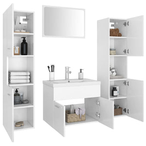 vidaXL Bathroom Furniture Set White Engineered Wood